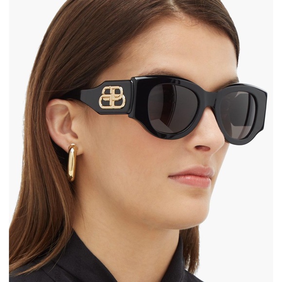 NEW BALENCIAGA BB0070S 006 OVERSIZED BLACK WOMEN SUNGLASSES BALENCIAGA - Picture 8 of 14